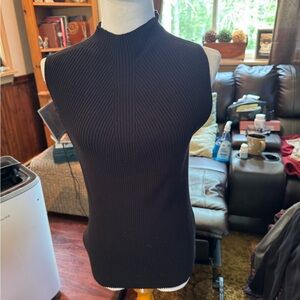 Vince Camuto Black Ribbed Blouse